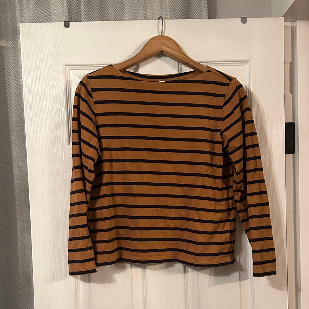 Uniqlo Tan and Black Striped Shirt